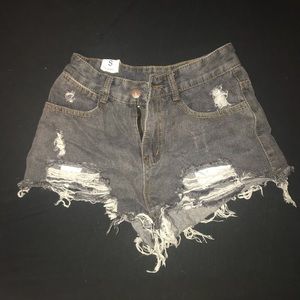 ripped mid-rise jean shorts